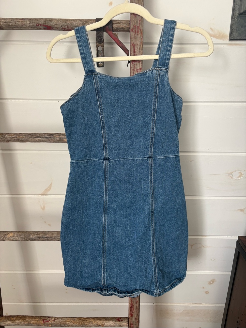 art class Blue Denim Pinafore Overalls Dress